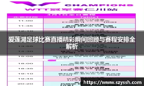 爱莲湖足球比赛直播精彩瞬间回顾与赛程安排全解析